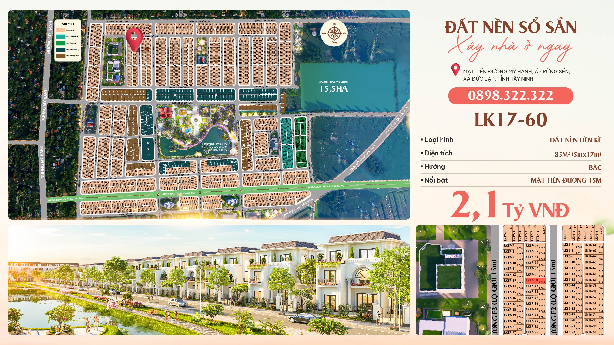 Đất nền sổ sẵn, gần trung tâm cụm khu công nghiệp Đức Hòa, chỉ từ 2,1 tỷ/nền